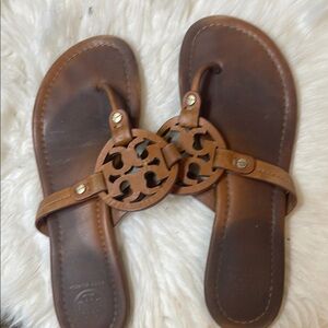 Brown Leather Sandals with Cutout Design